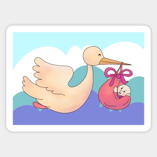 Autumn Stork is bringing the baby to you Sticker